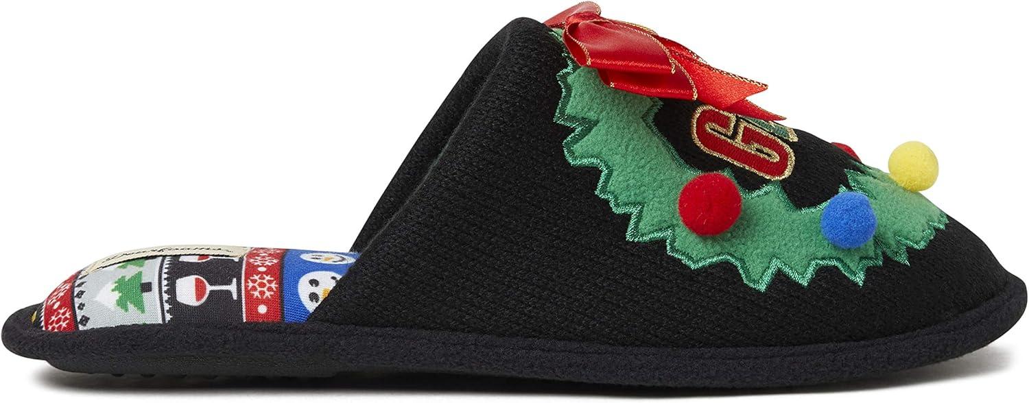 imageDearfoams Womens Ugly Sweater Closed Toe Scuff SlipperGet Lit