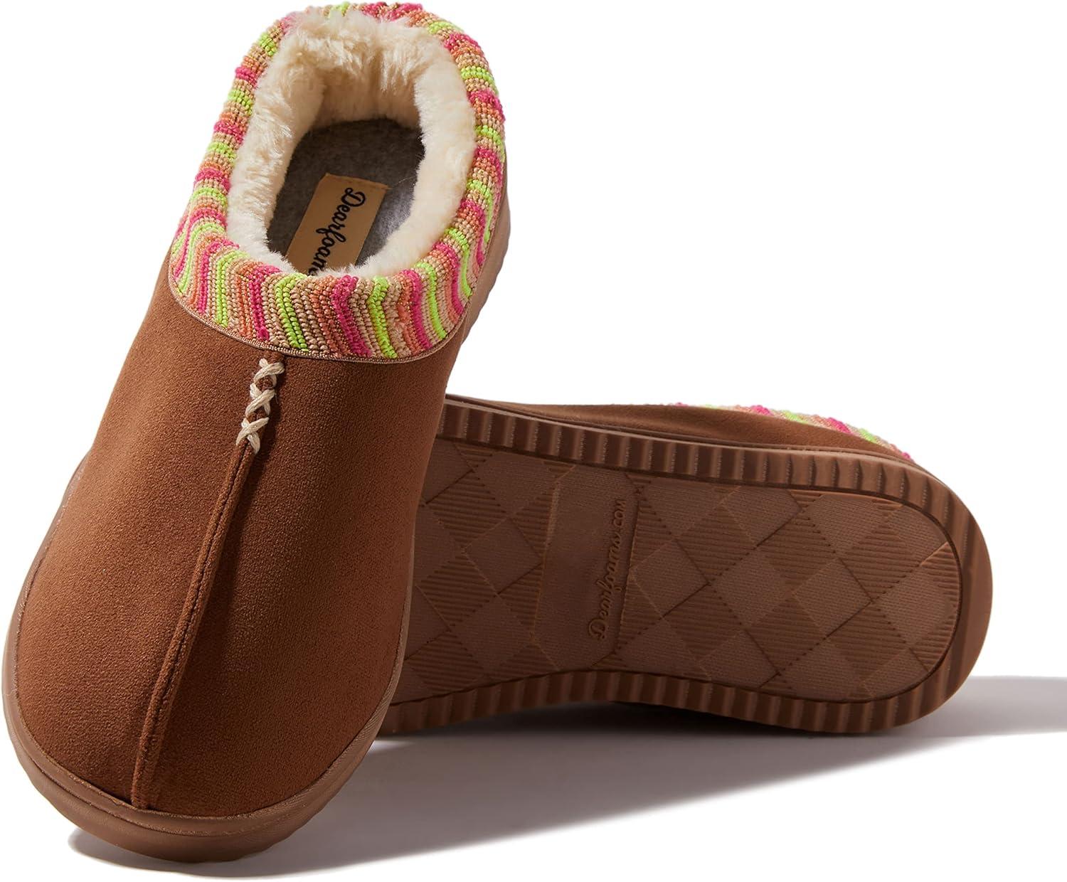 imageDearfoams Womens Wren High Vamp Clog IndoorOutdoor Memory Foam House ShoeChestnut