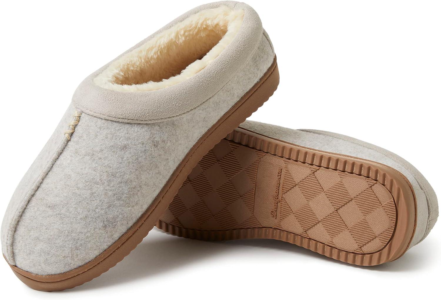 imageDearfoams Womens Wren High Vamp Clog IndoorOutdoor Memory Foam House ShoeOatmeal