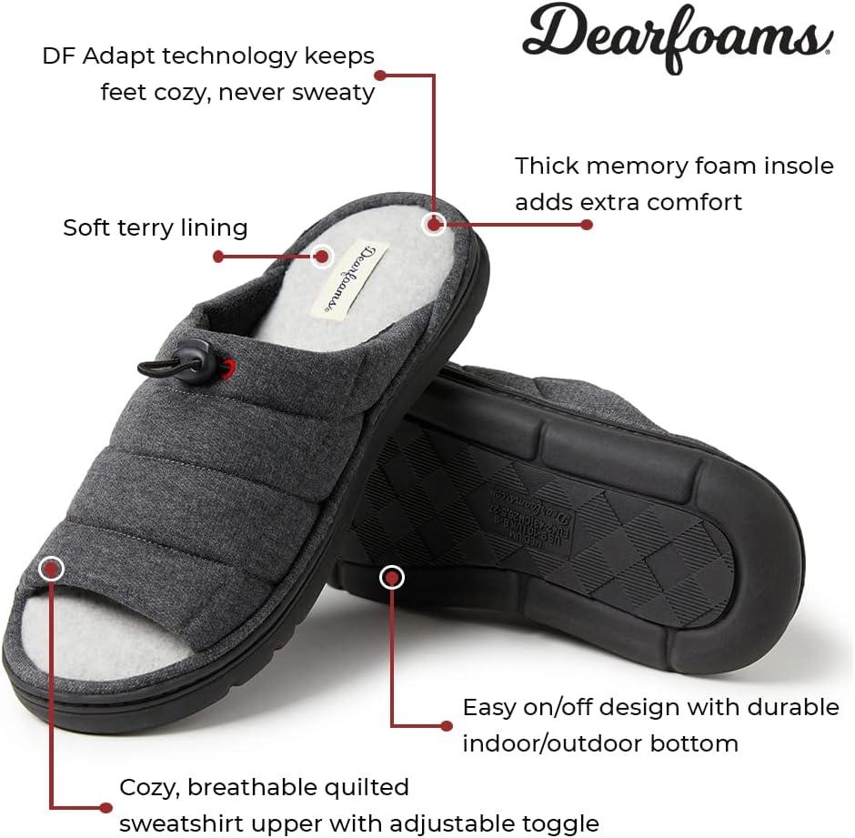 imageDearfoams mens Adrian Quilted Memory Foam Sweatshirt SlideBlack