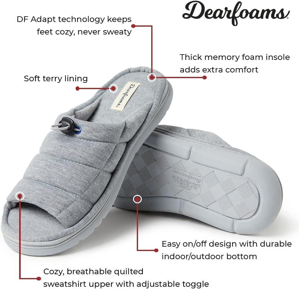 imageDearfoams mens Adrian Quilted Memory Foam Sweatshirt SlideLight Heather Grey