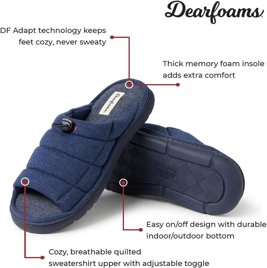 imageDearfoams mens Adrian Quilted Memory Foam Sweatshirt SlideNavy