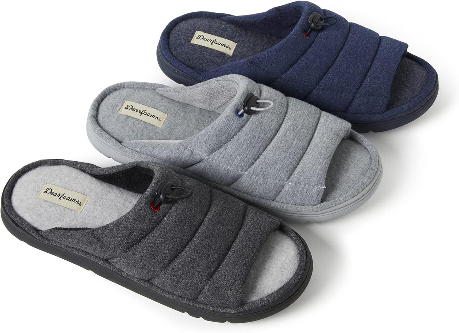 imageDearfoams mens Adrian Quilted Memory Foam Sweatshirt SlideNavy
