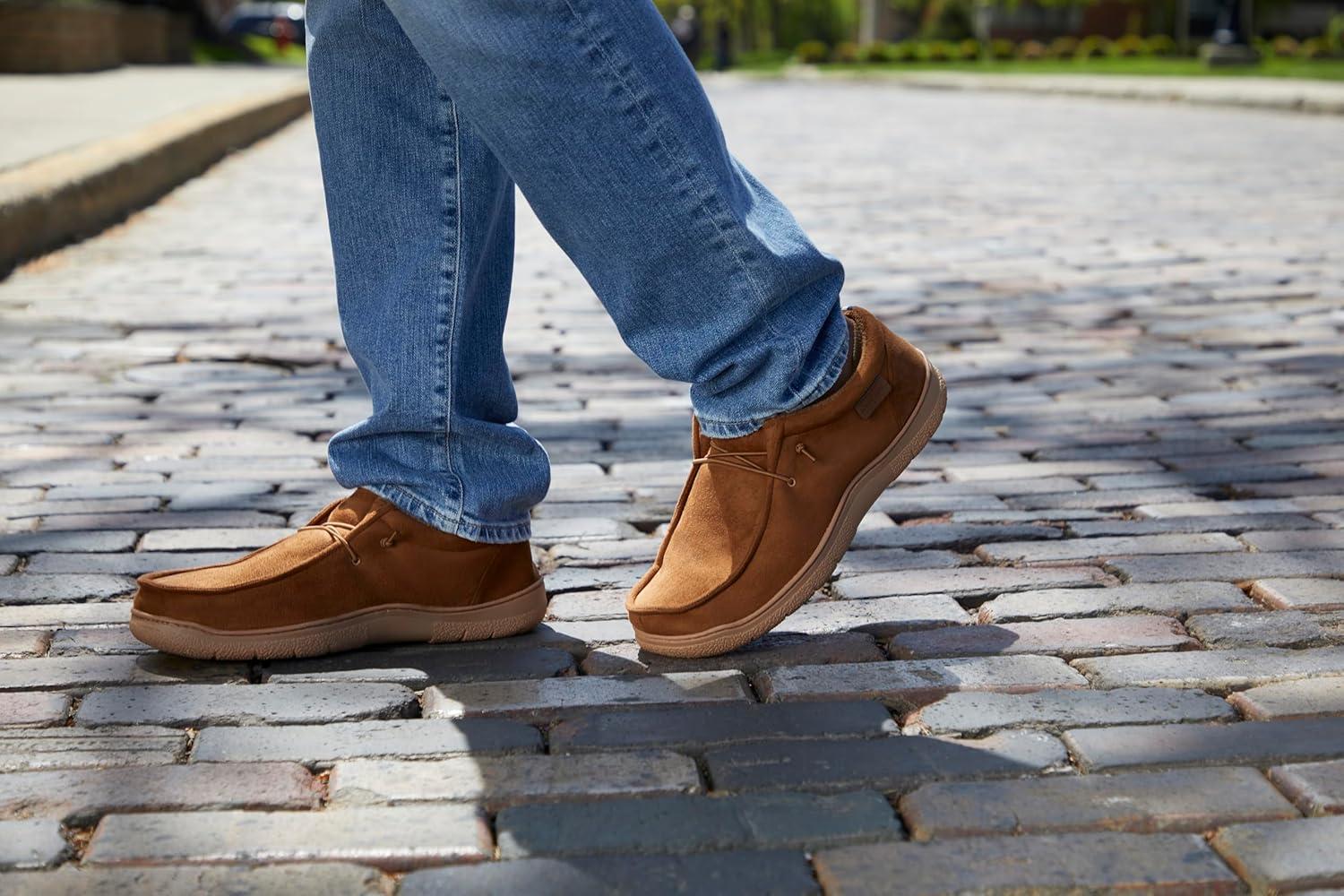 imageDearfoams mens Bennett IndoorOutdoor Memory Foam Comfort Chukka BootDark Oyster