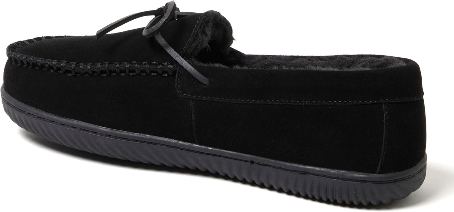 imageDearfoams mens Hudson Genuine Suede Memory Foam Moccasin With Tie SlipperBlack 2