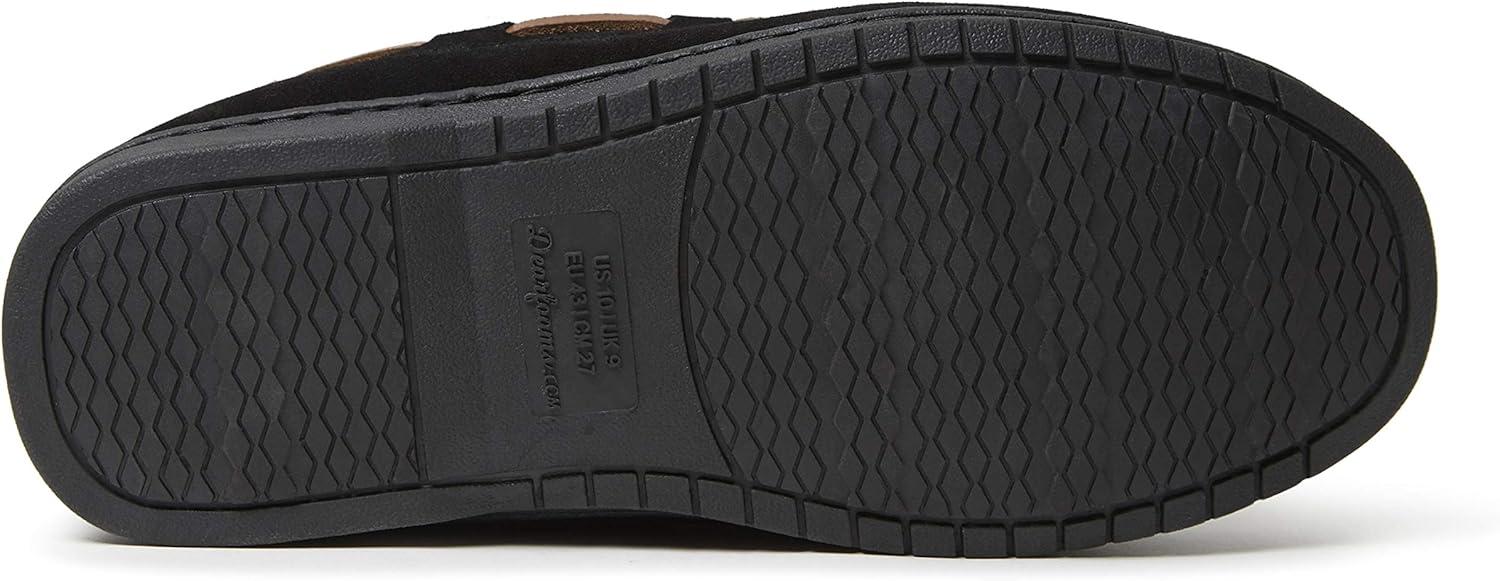 imageDearfoams mens Hudson Genuine Suede Memory Foam Moccasin With Tie SlipperBlack