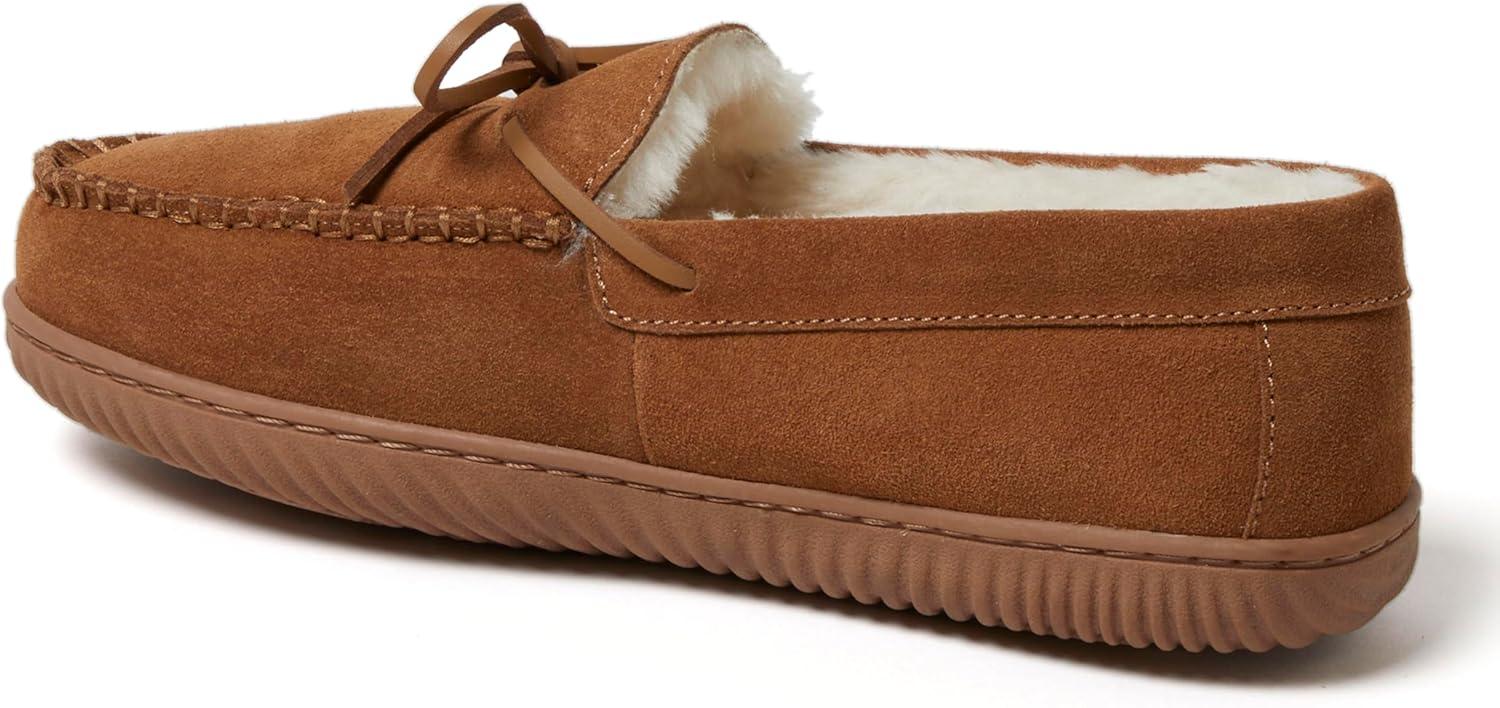 imageDearfoams mens Hudson Genuine Suede Memory Foam Moccasin With Tie SlipperChestnut 2
