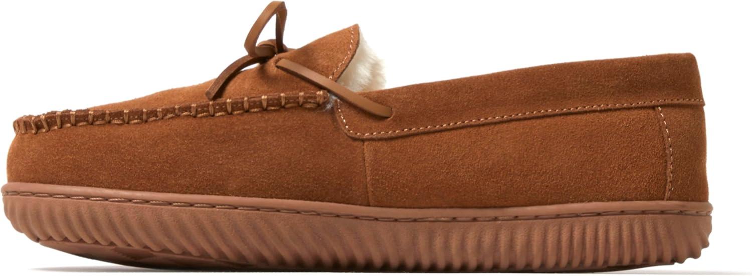 imageDearfoams mens Hudson Genuine Suede Memory Foam Moccasin With Tie SlipperChestnut 2