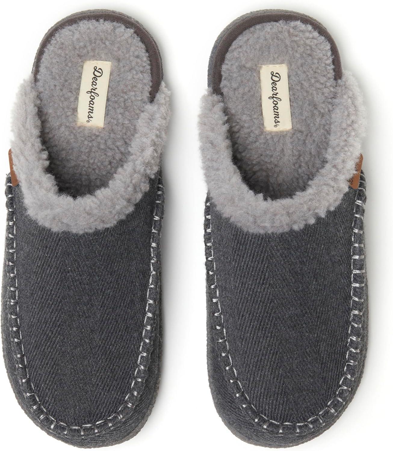 imageDearfoams mens Matthew Moc Toe Scuff Indoor Outdoor House ShoeGrey