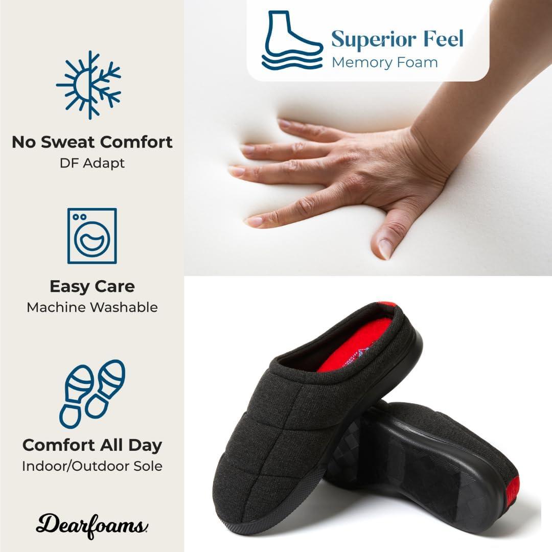 imageDearfoams mens Memory Foam Indoor Outdoor House Slipper Brayden Clog Gifts for MenBlack