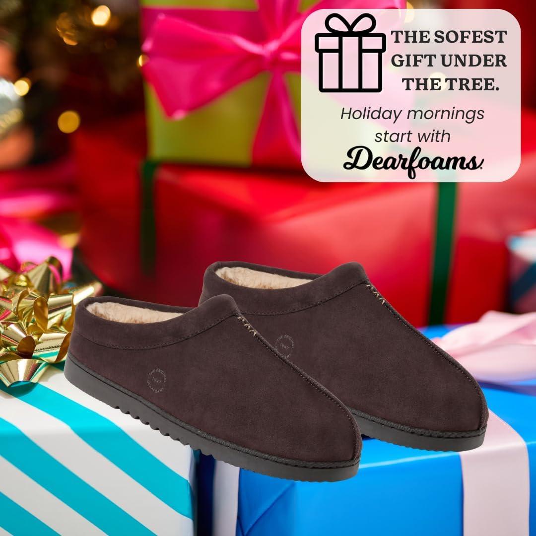 imageDearfoams mens Suede Indoor Outdoor ClogCoffee