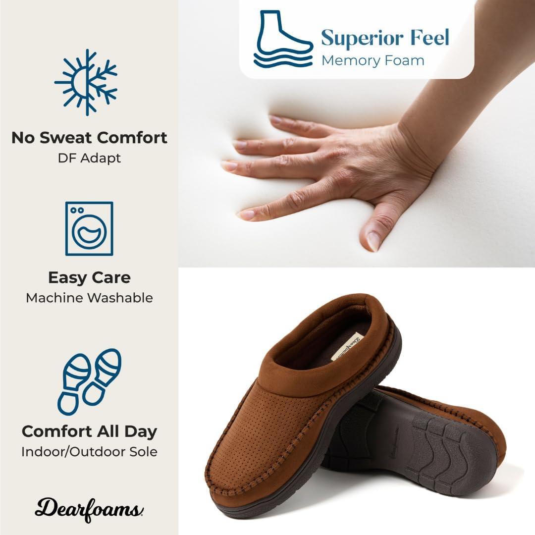 imageDearfoams mens Thompson Memory Foam Clog SlipperSlipperChestnut Perforated