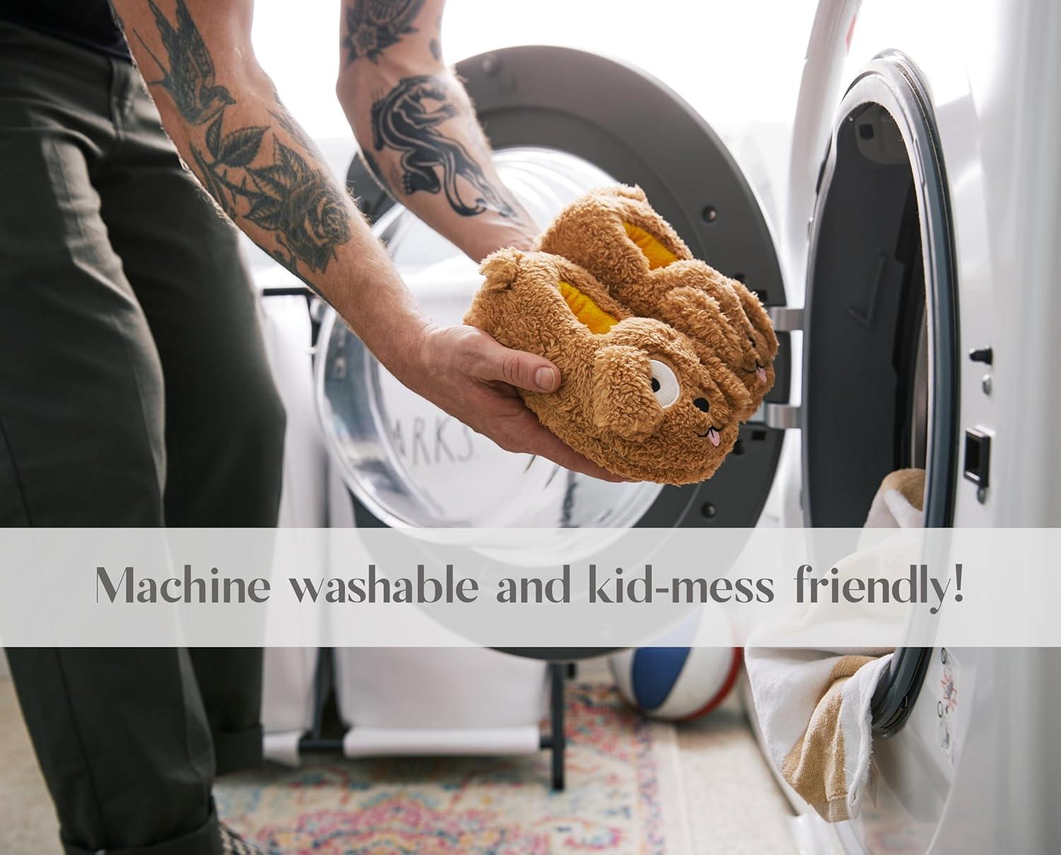 imageDearfoams unisexchild Kids Toddlers Whimsical Animal Critter Washable SlipperBrown Dog
