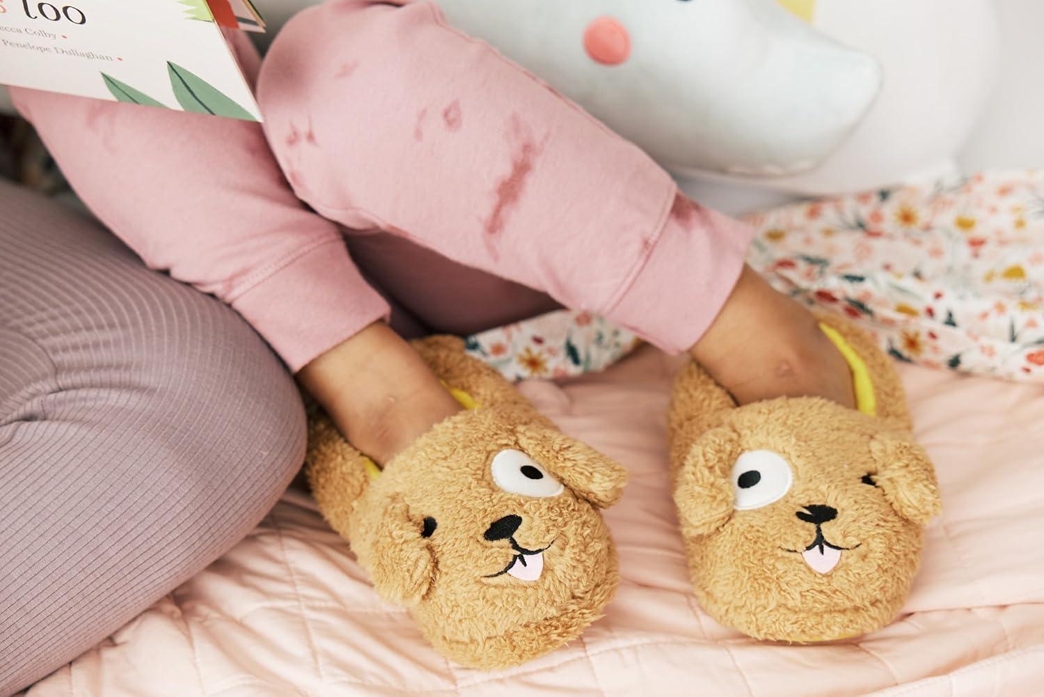 imageDearfoams unisexchild Kids Toddlers Whimsical Animal Critter Washable SlipperBrown Dog
