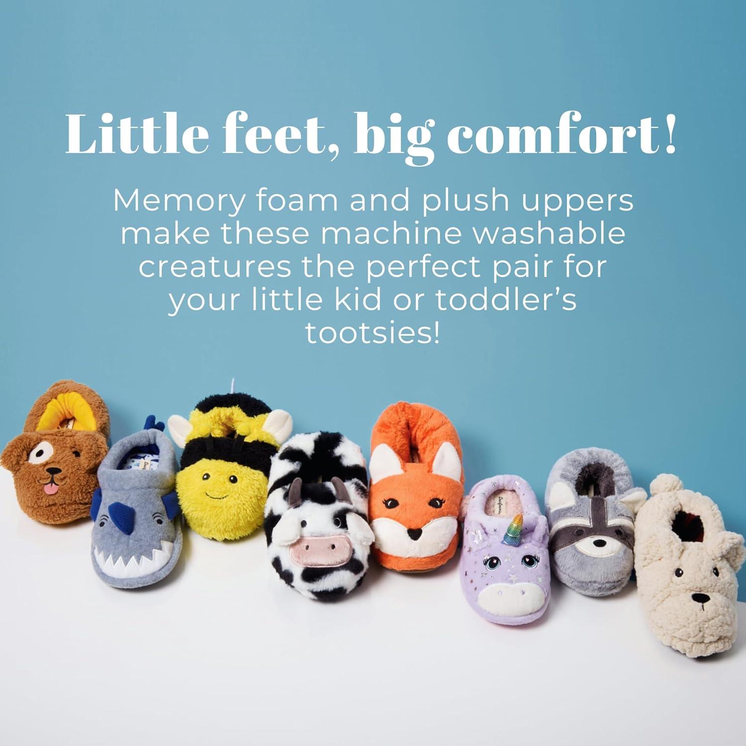 imageDearfoams unisexchild Kids Toddlers Whimsical Animal Critter Washable SlipperPurple Unicorn