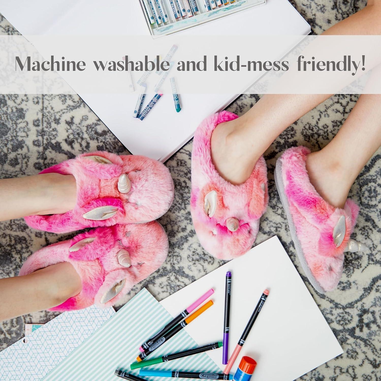 imageDearfoams unisexchild Kids Toddlers Whimsical Animal Critter Washable SlipperUnicorn
