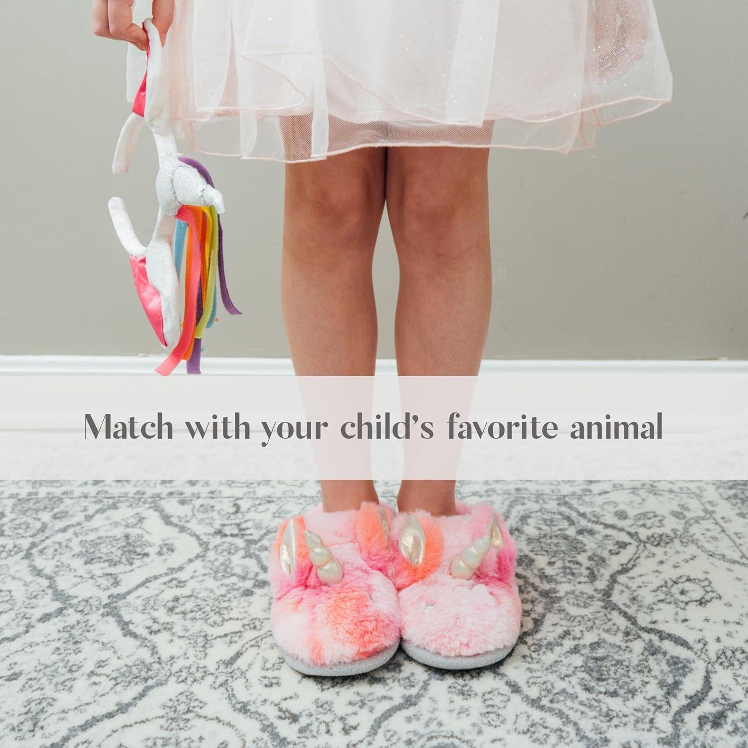 imageDearfoams unisexchild Kids Toddlers Whimsical Animal Critter Washable SlipperUnicorn