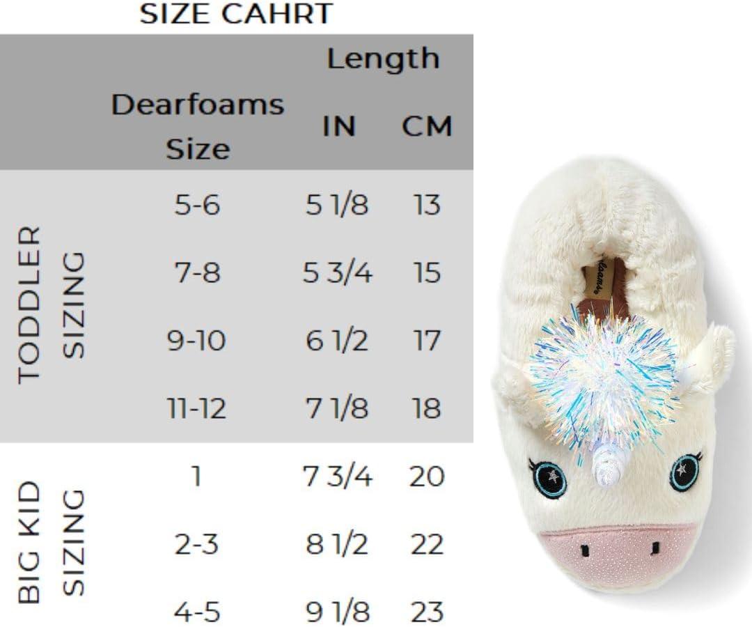 imageDearfoams unisexchild Kids Toddlers Whimsical Animal Critter Washable SlipperWhite Unicorn