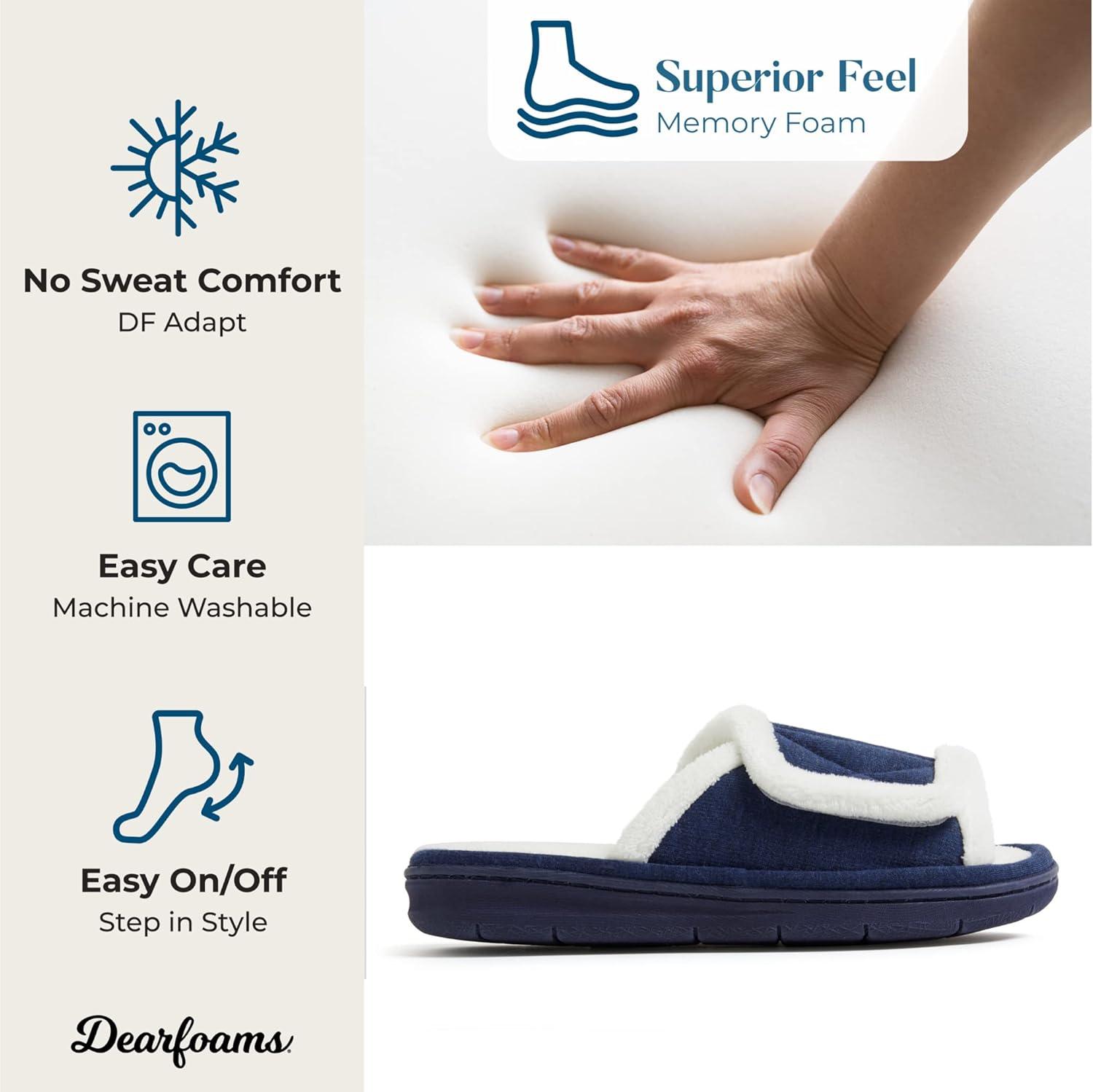 imageDearfoams womens Adjustable IndoorOutdoor Machine Washable Memory Foam SlideNavy