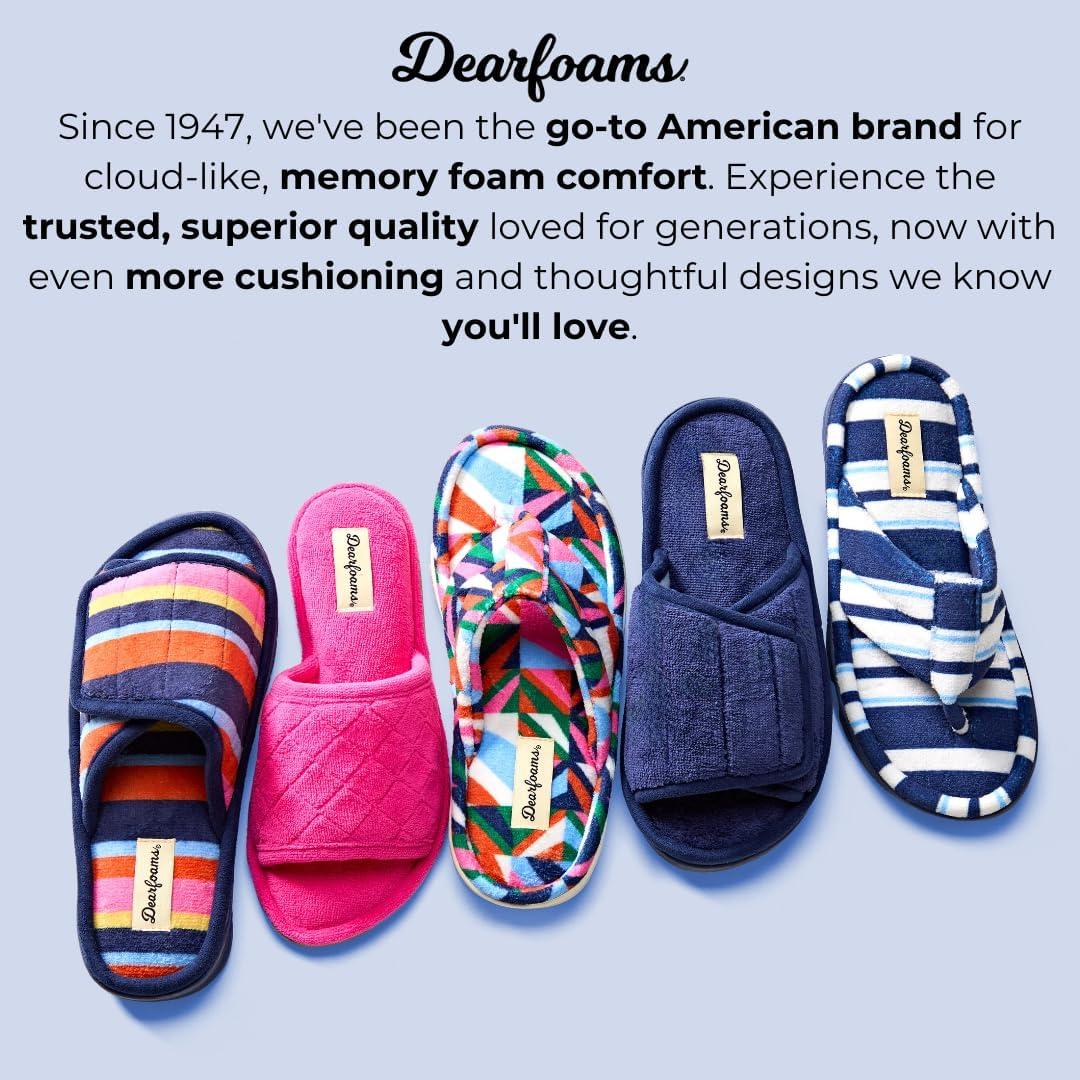imageDearfoams womens Adjustable IndoorOutdoor Machine Washable Memory Foam SlidePeacoat