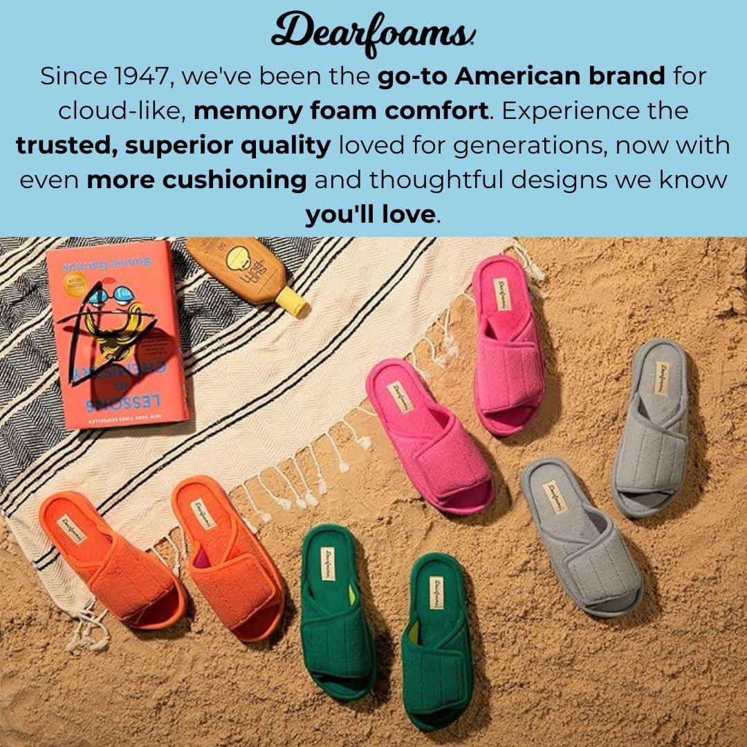 imageDearfoams womens Adjustable IndoorOutdoor Machine Washable Memory Foam SlideWhite