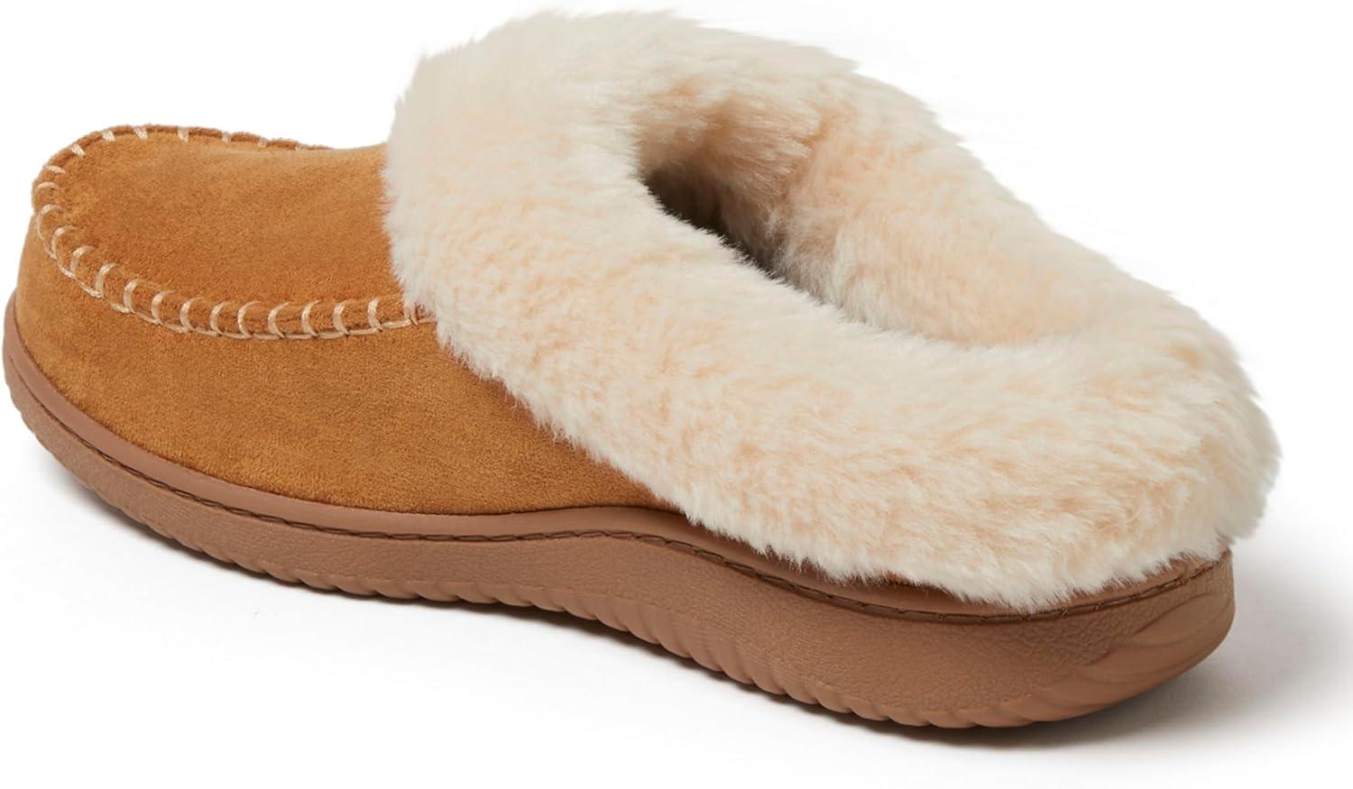 imageDearfoams womens Atley Indoor Outdoor House Shoe Fuzzy Memeory Foam ClogWhiskey