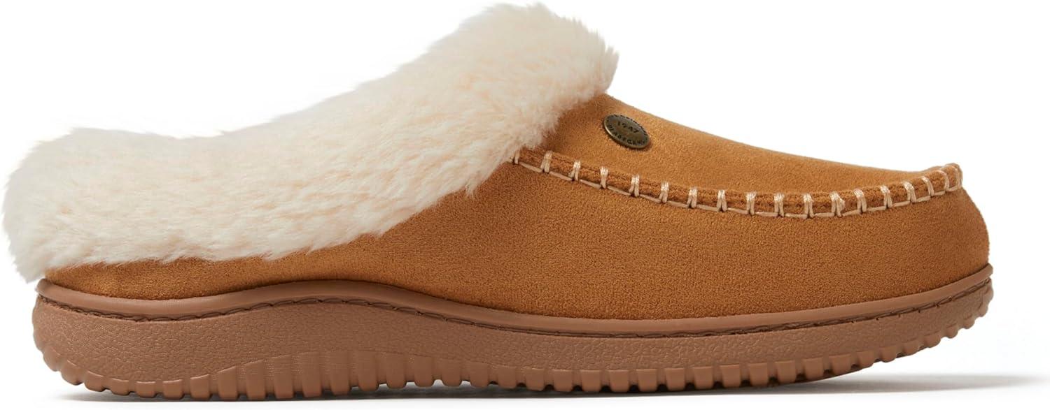 imageDearfoams womens Atley Indoor Outdoor House Shoe Fuzzy Memeory Foam ClogWhiskey