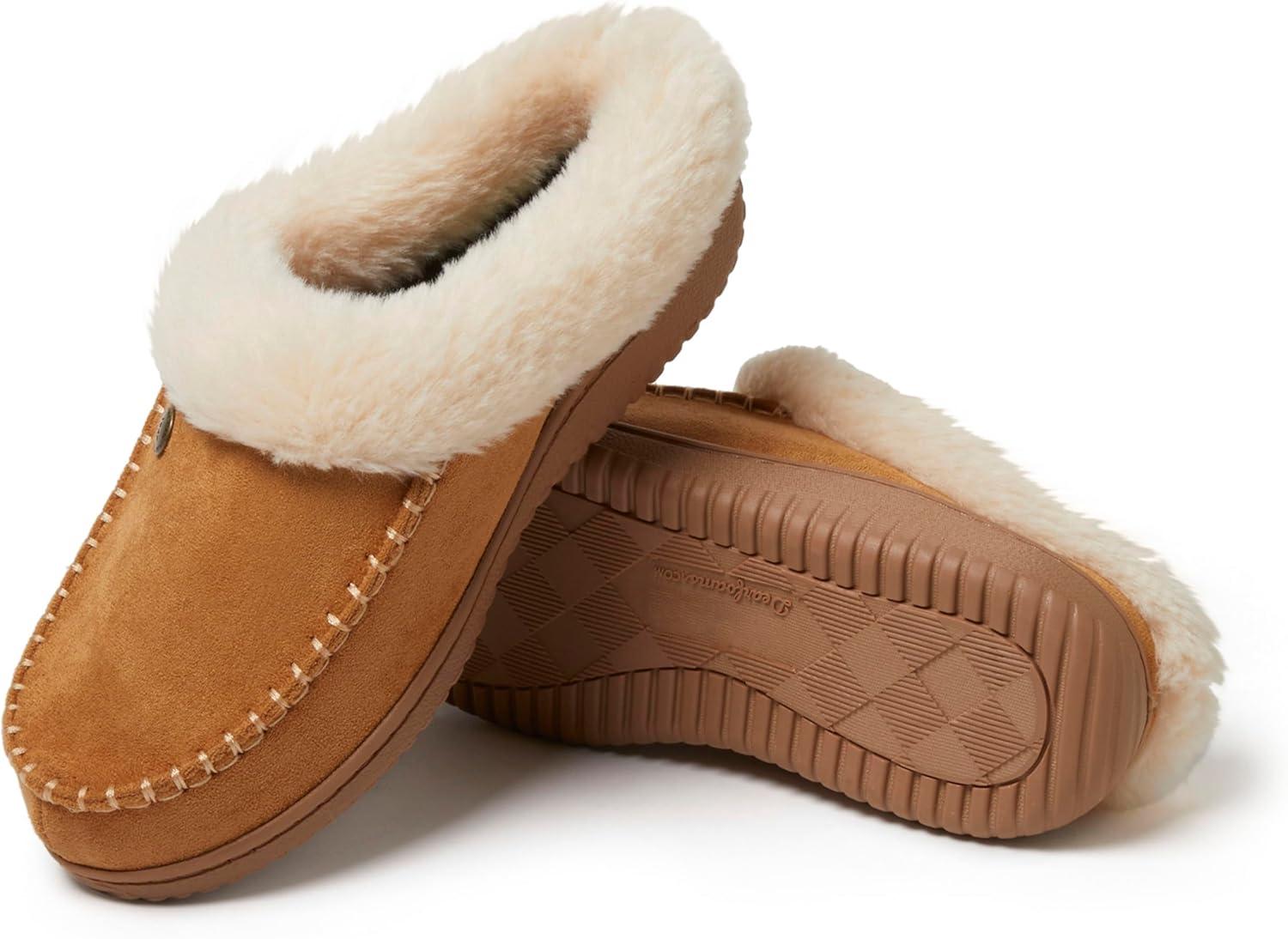 imageDearfoams womens Atley Indoor Outdoor House Shoe Fuzzy Memeory Foam ClogWhiskey