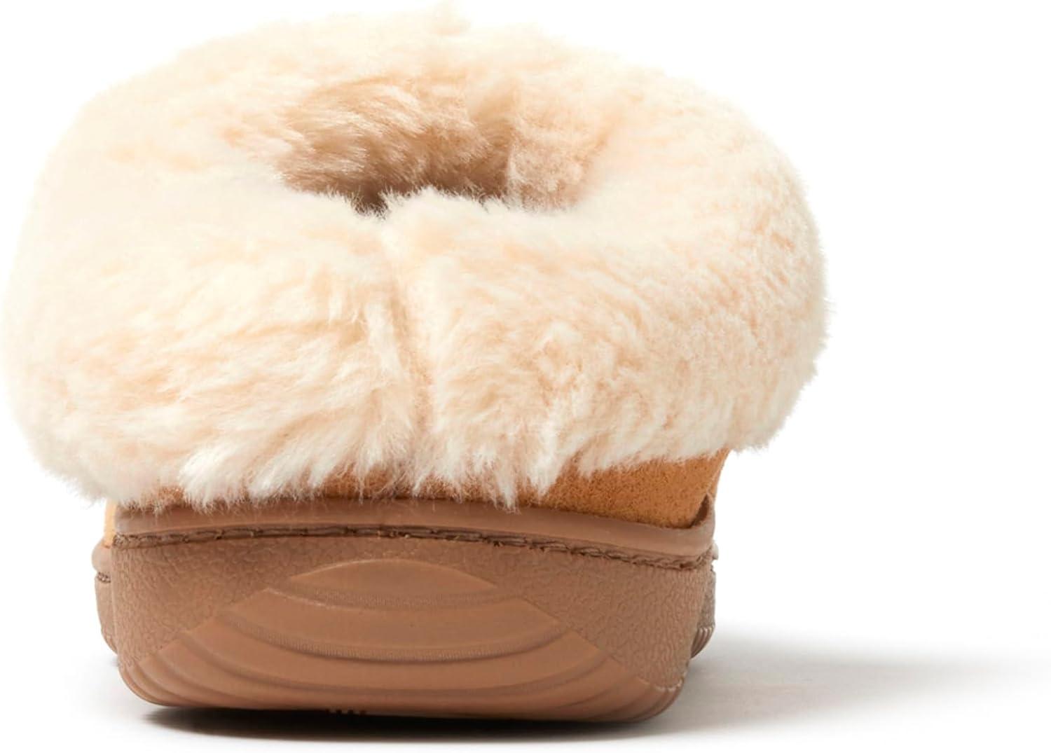 imageDearfoams womens Atley Indoor Outdoor House Shoe Fuzzy Memeory Foam ClogWhiskey