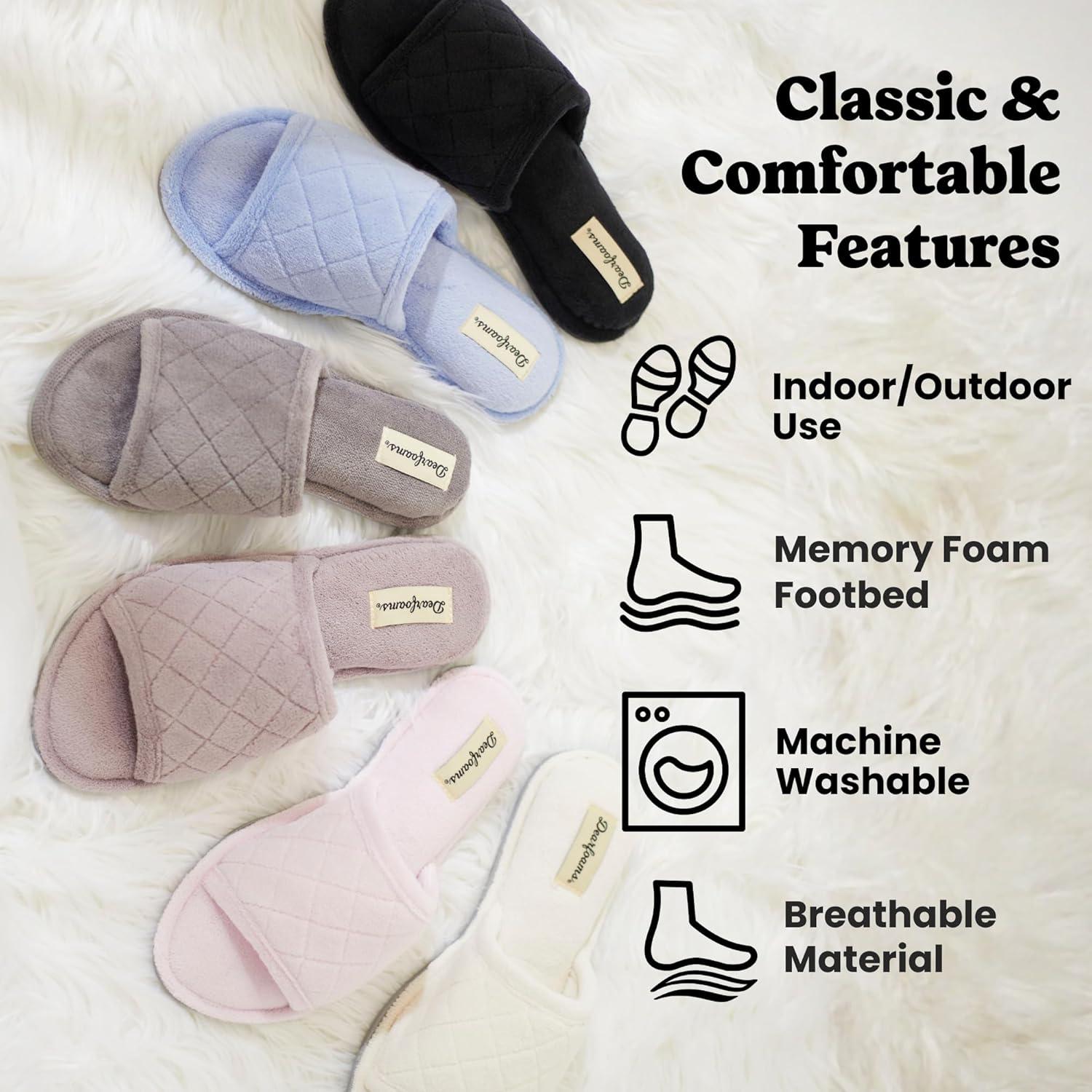 imageDearfoams womens Beatrice Side Gore SlideSlipperWhite Terry