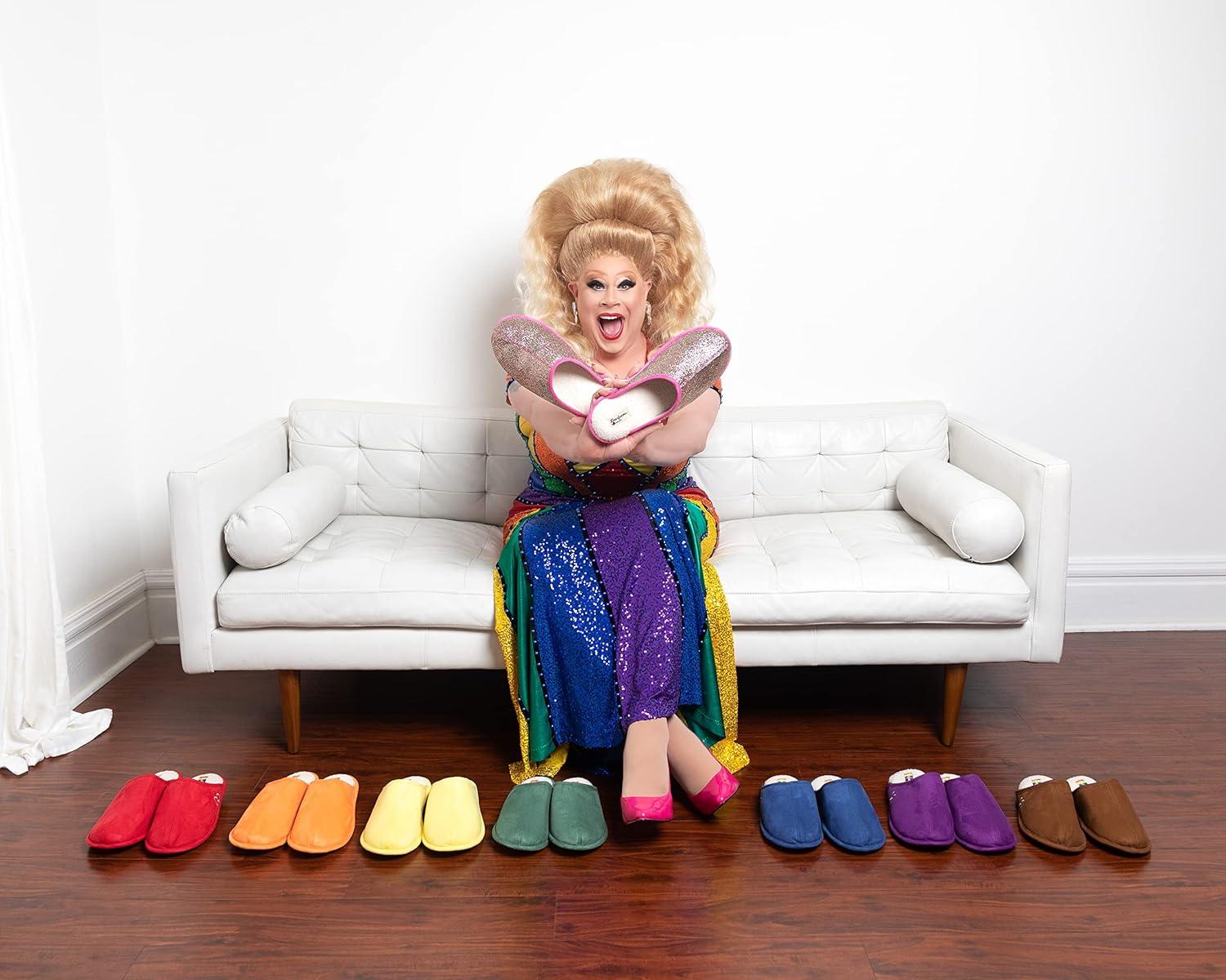 imageDearfoams womens Celebrates Pride Scuff With Inclusive SizingGlitter Nina West