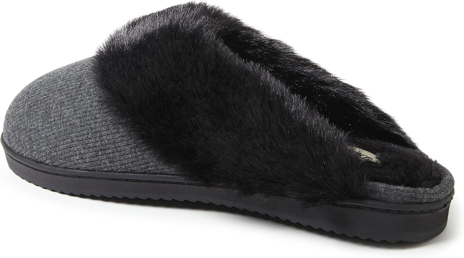 imageDearfoams womens Dahlia Rib Knit Scuff SlipperSlipperBlack