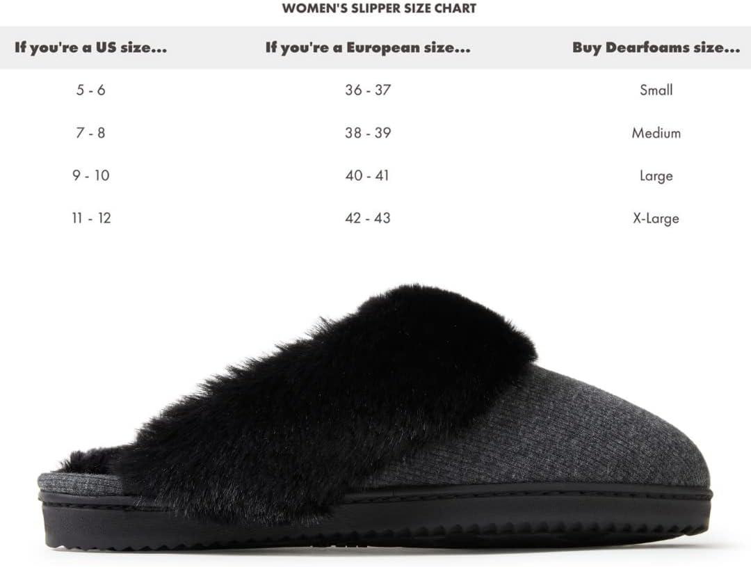 imageDearfoams womens Dahlia Rib Knit Scuff SlipperSlipperBlack