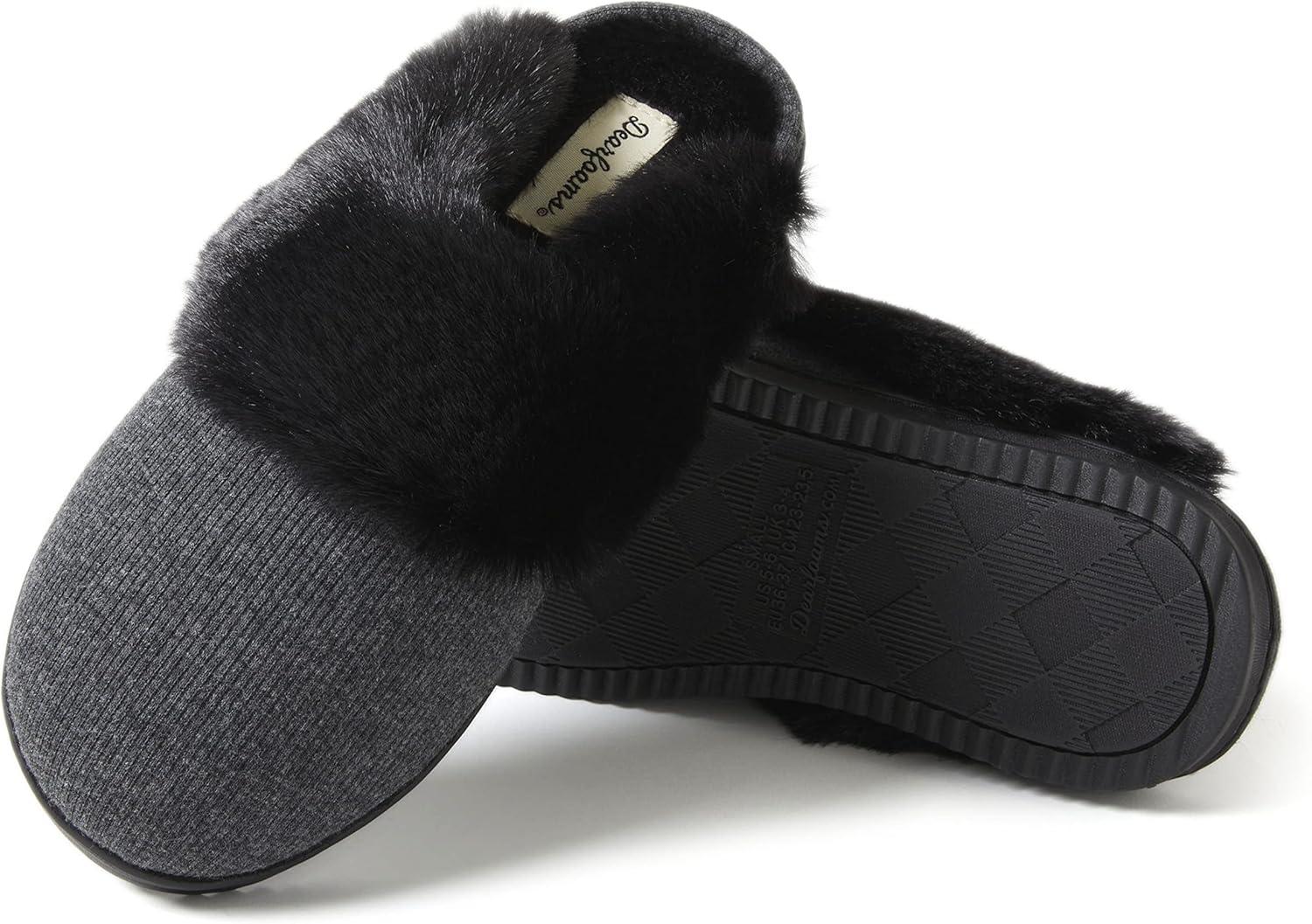 imageDearfoams womens Dahlia Rib Knit Scuff SlipperSlipperBlack
