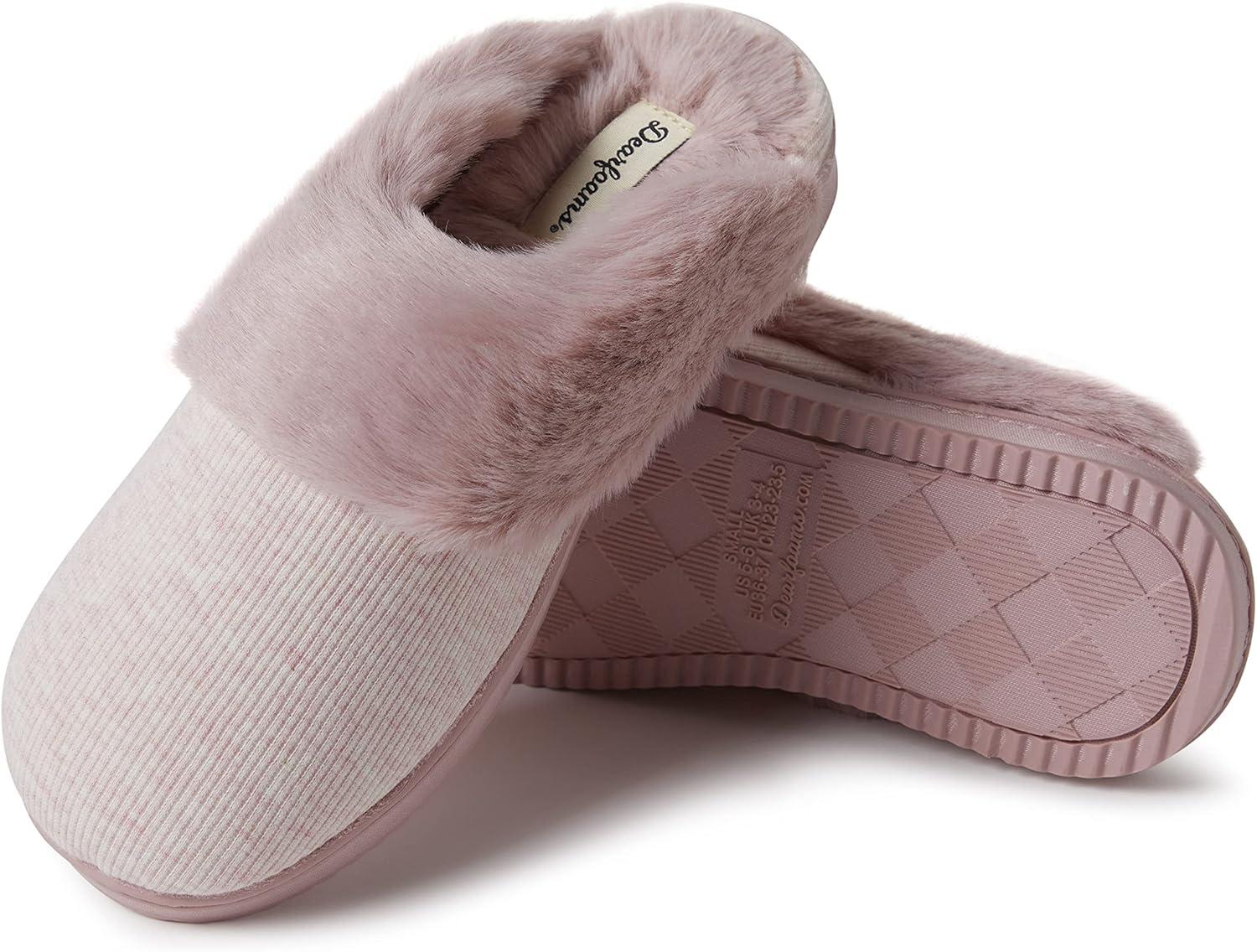 imageDearfoams womens Dahlia Rib Knit Scuff SlipperSlipperPale Mauve