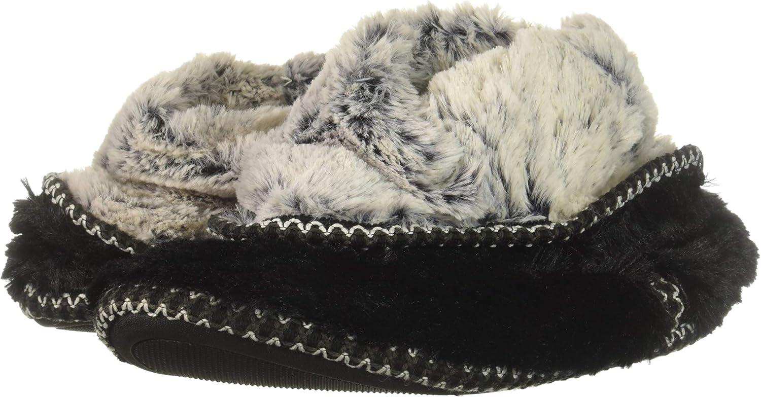 imageDearfoams womens Fuzzy Memory Foam Beth Bedroom Bootie Slipper Sock With GrippersBlack