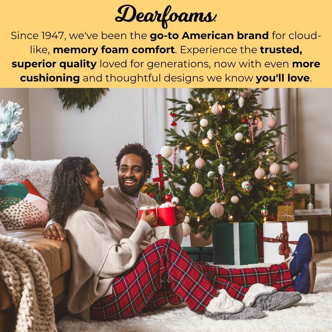 imageDearfoams womens Fuzzy Memory Foam Beth Bedroom Bootie Slipper Sock With GrippersMuslin White