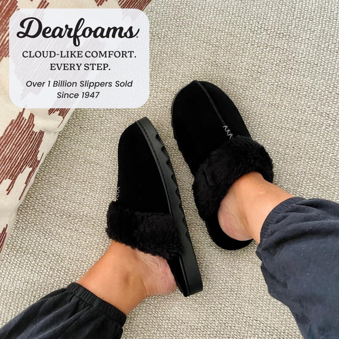 imageDearfoams womens Fuzzy Memory Foam Genuine Suede Helena ScuffBlack