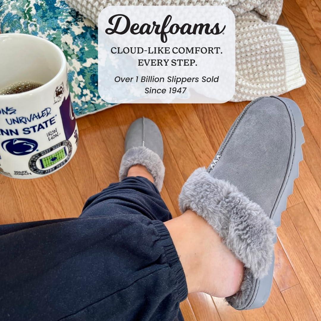 imageDearfoams womens Fuzzy Memory Foam Genuine Suede Helena ScuffGrey