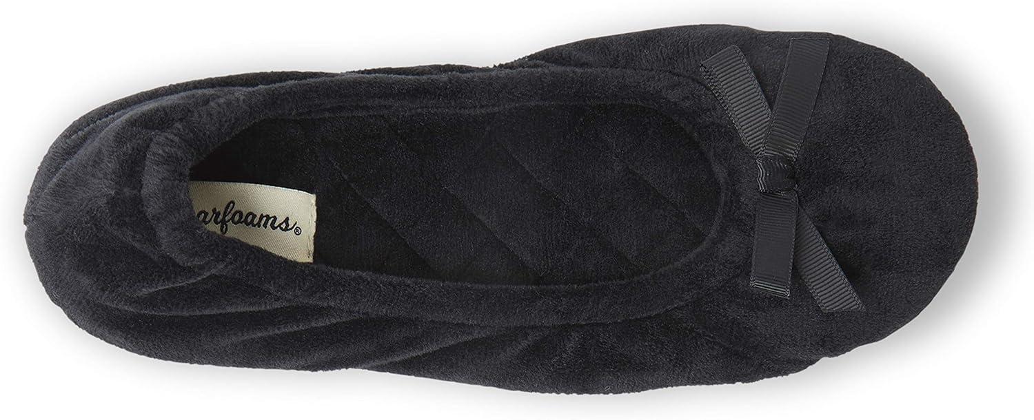 imageDearfoams womens Layla Ballerina With Suede OutsoleBlack Leopard 2 Pack