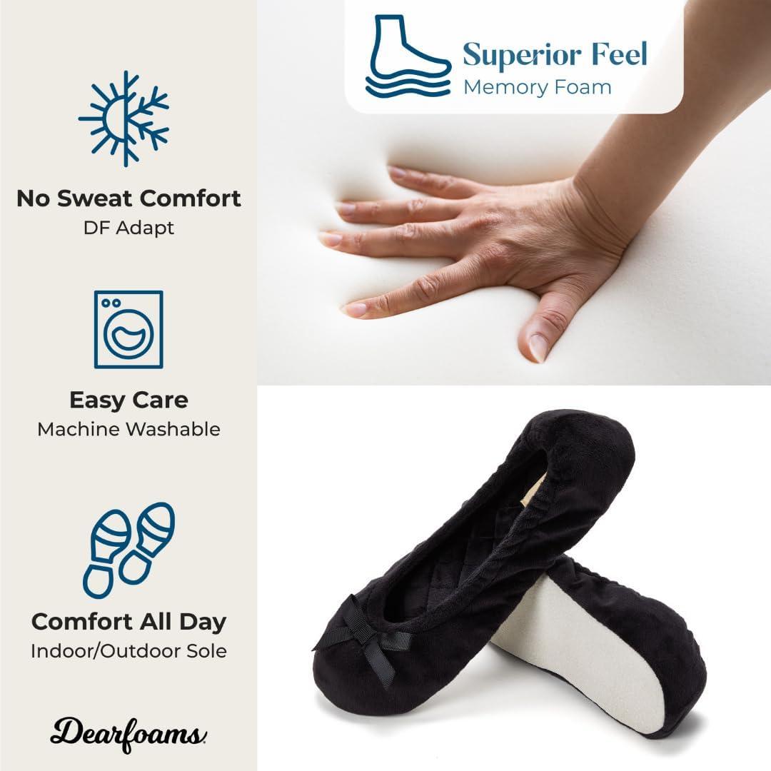 imageDearfoams womens Layla Ballerina With Suede OutsoleBlack