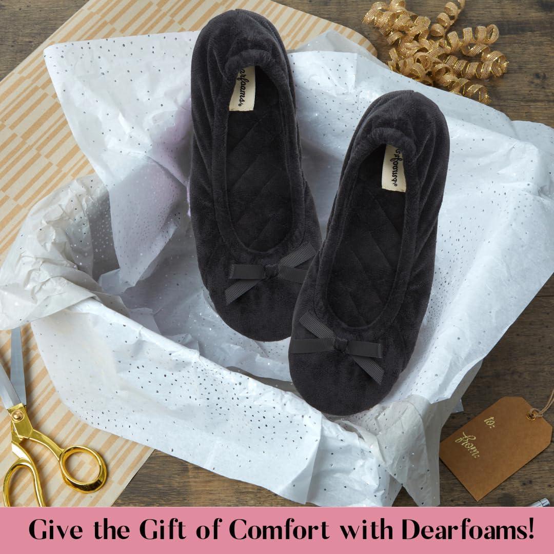 imageDearfoams womens Layla Ballerina With Suede OutsoleBlack