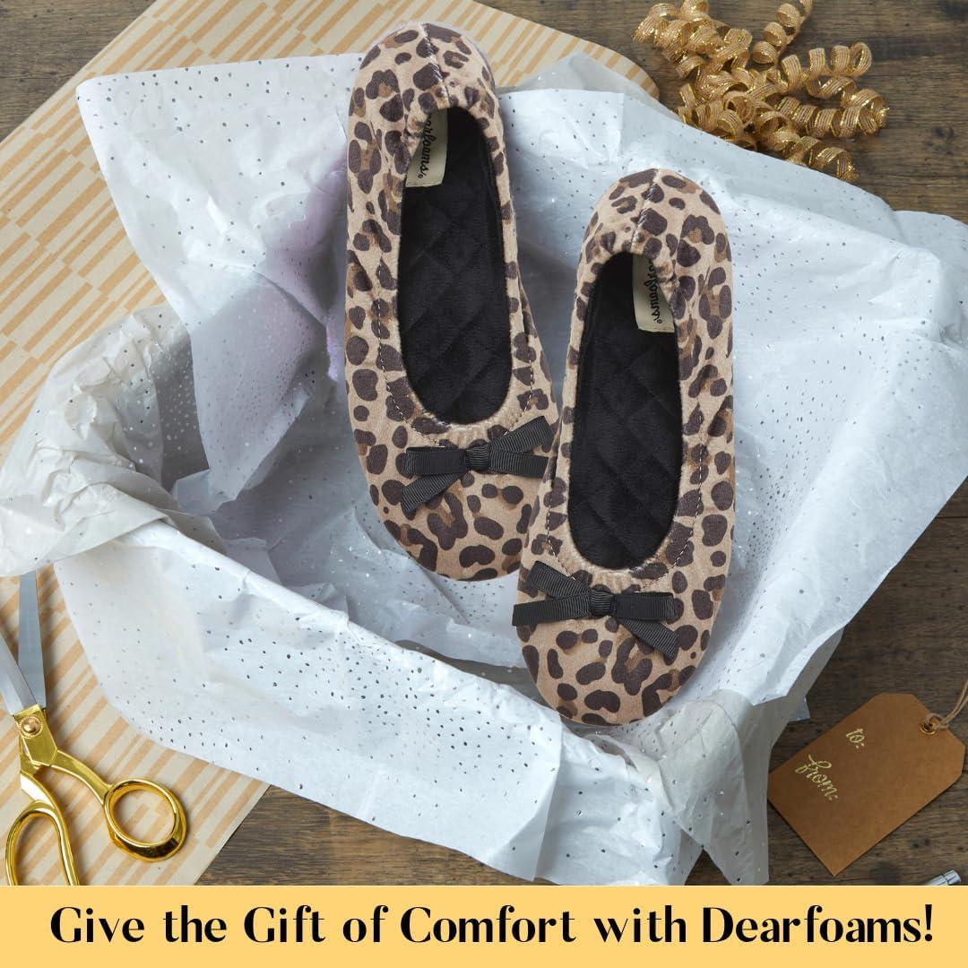 imageDearfoams womens Layla Ballerina With Suede OutsoleLeopard