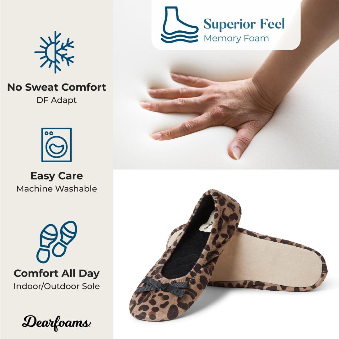 imageDearfoams womens Layla Ballerina With Suede OutsoleLeopard