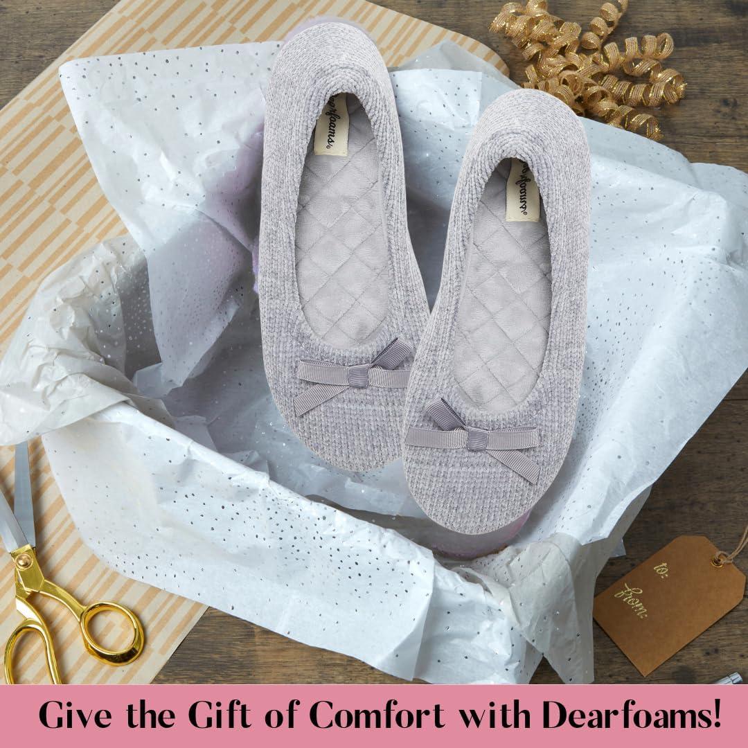 imageDearfoams womens Layla Ballerina With Suede OutsoleSleet
