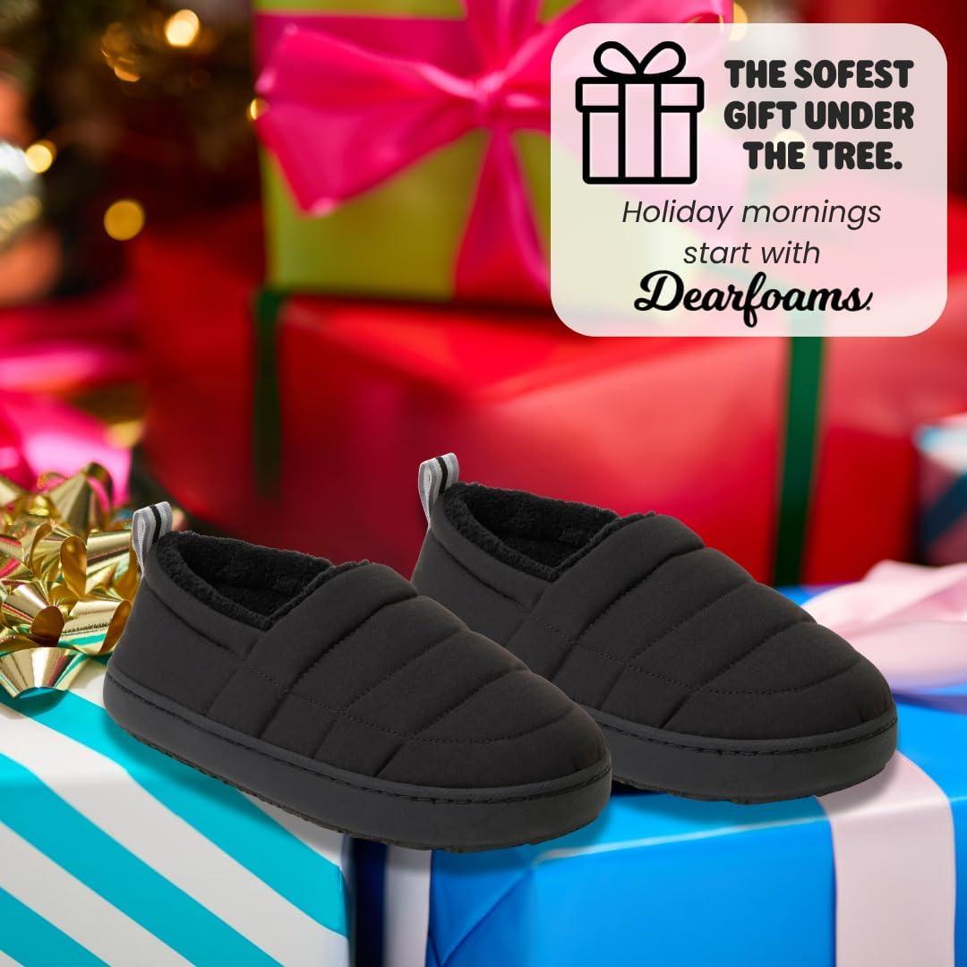 imageDearfoams womens Lightweight Memory Foam Easy on Off Fern Closed BackBlack