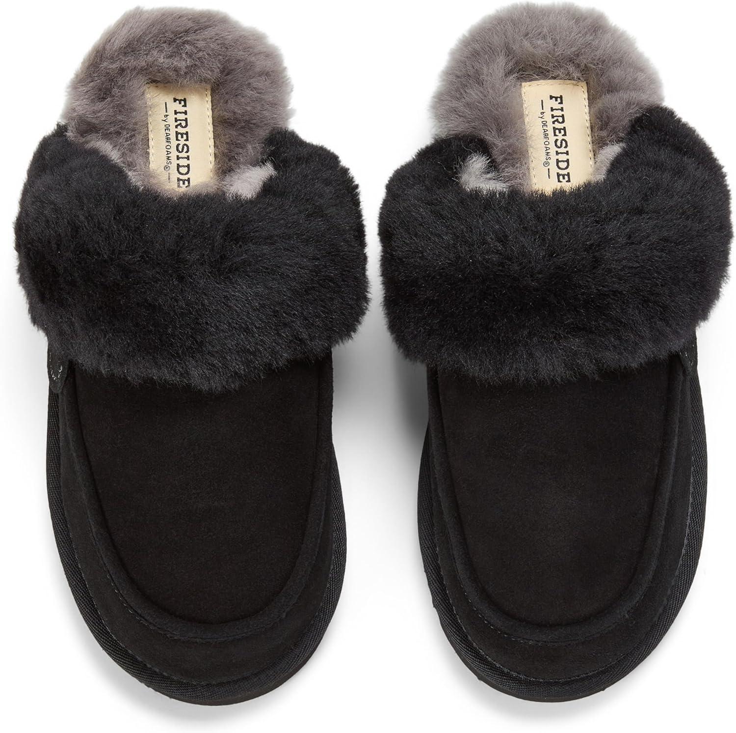 imageDearfoams womens Melville Genuine Shearling ScuffBlack