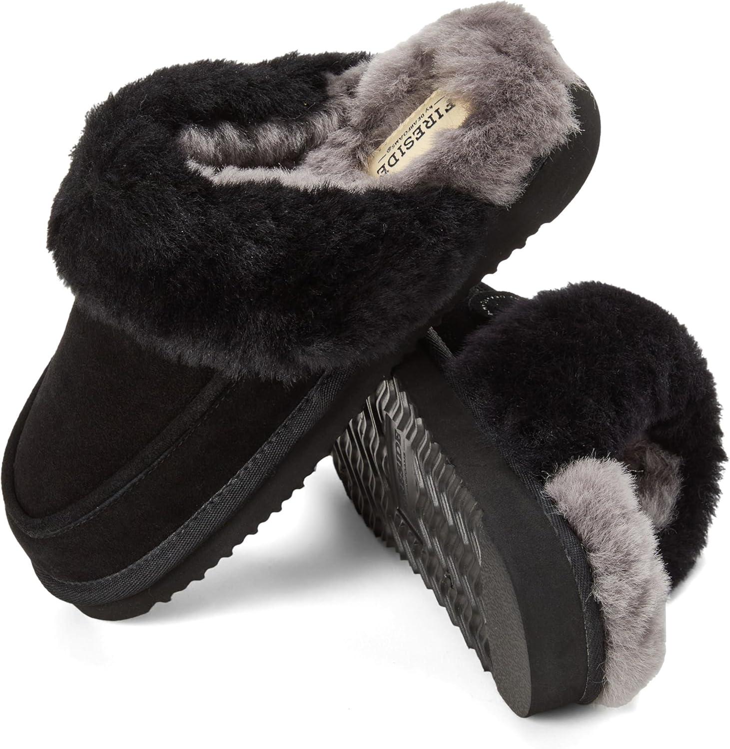 imageDearfoams womens Melville Genuine Shearling ScuffBlack