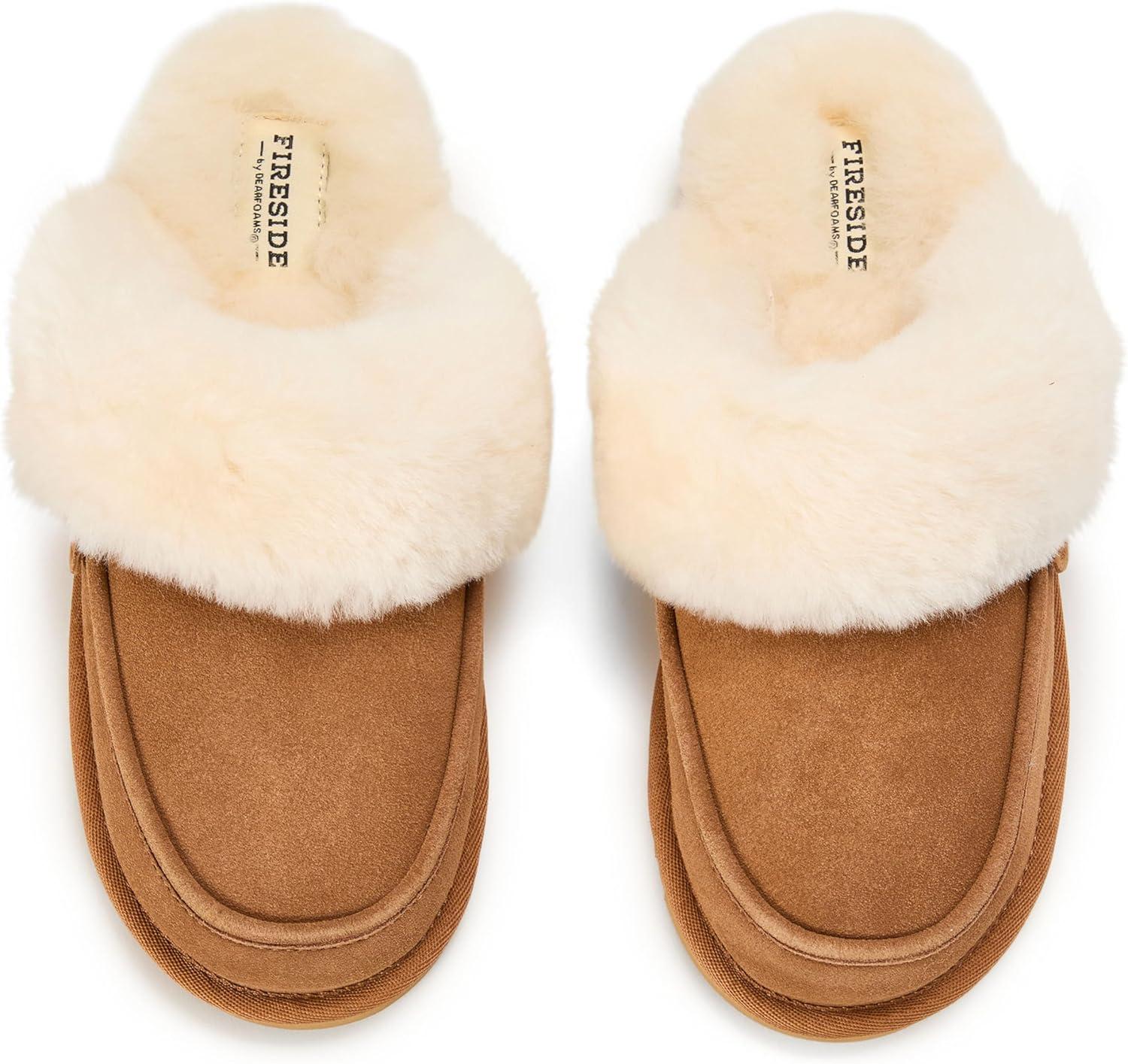 imageDearfoams womens Melville Genuine Shearling ScuffChestnut