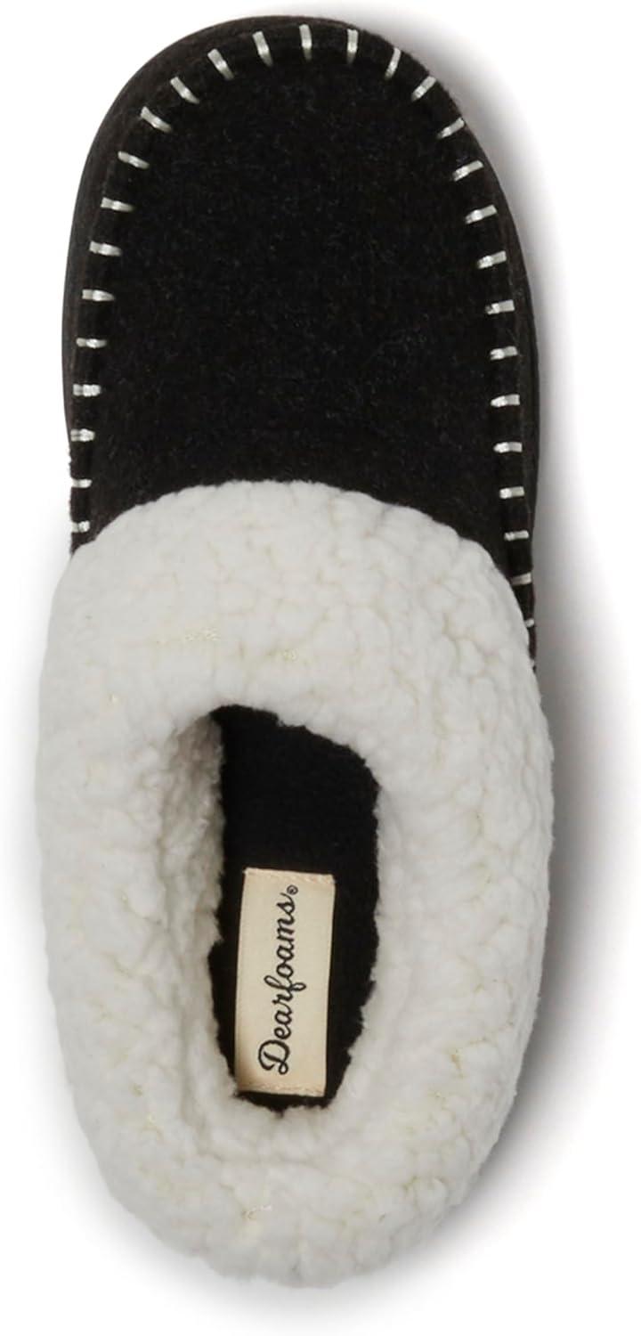 imageDearfoams womens Nyla Felted and Plaid Moc Toe ClogBlack